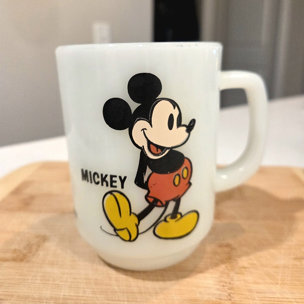 Anchor Hocking Mickey Mouse Mug, Milk Glass, 1980s Pepsi Collector Series